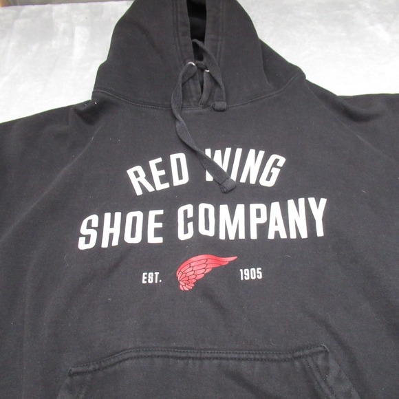 Red Wing Shoe Hoodie Mens XL Black Graphic Sweatshirt Fleece Lined Heavy LOGO - Picture 2 of 9